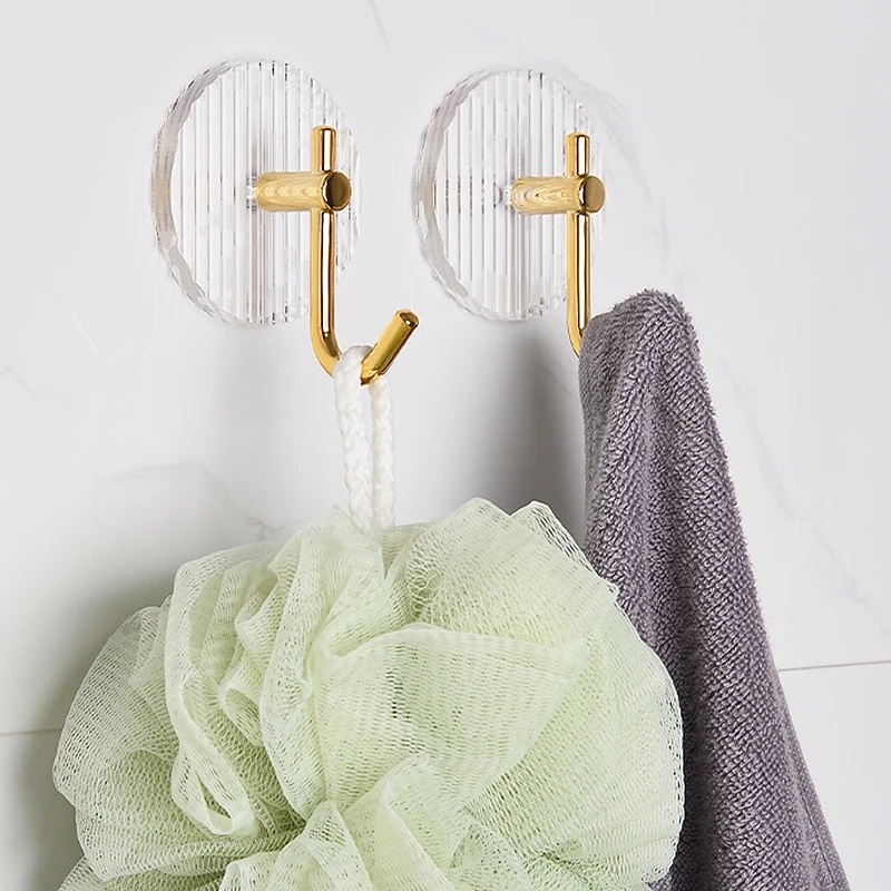 Kait Dinding Perekat Diri Akrilik Light Luxury Gold/Pengait Holder Handuk Gamis Shower Kamar Mandi