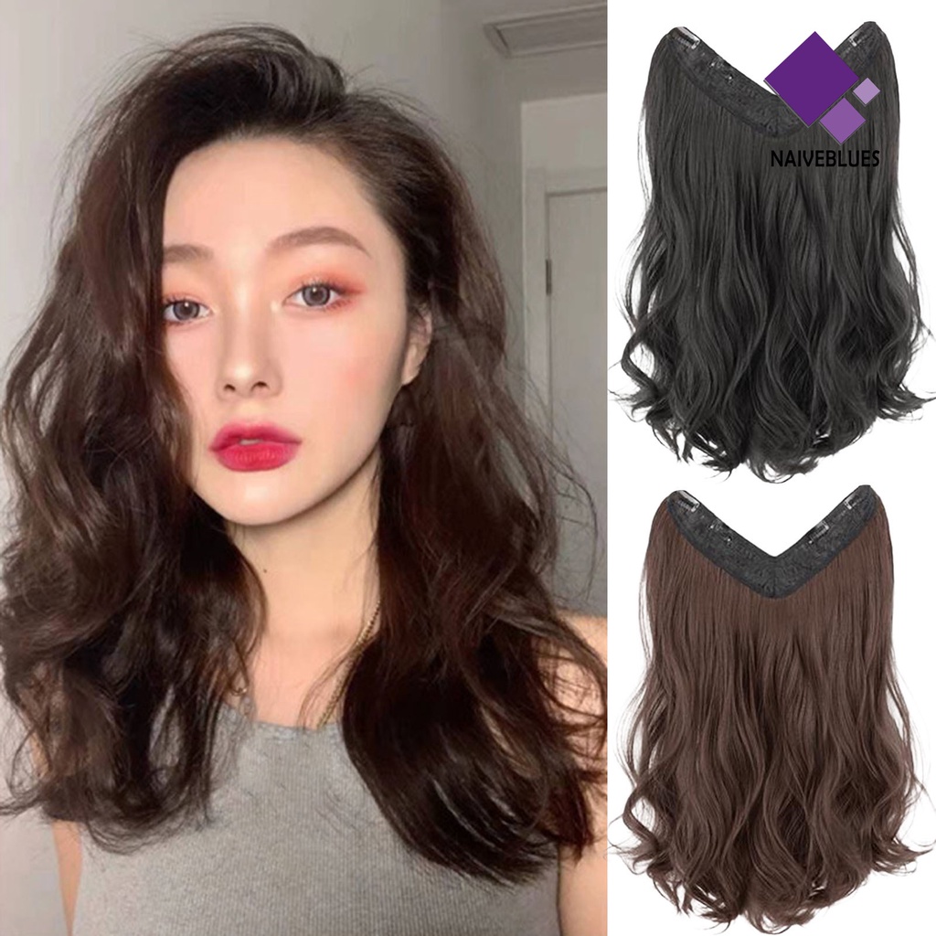 &lt; Naiveblues &gt; Wig Piece No Perm Fluffy Mensimulasikan U-Shaped Menebal Seamless One Piece Curly Partial