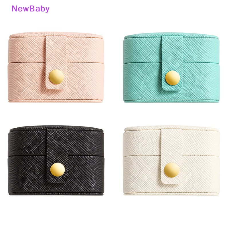 Newbaby Tempat Perhiasan Travel Kecil Portable Anting Organizer Box Tempat Penyimpanan Kulit ID