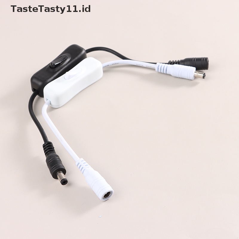 Tastetasty 1Pc Saklar Lampu DC 12V Female Male Kabel Listrik Hitam Putih Saklar Konektor DC.