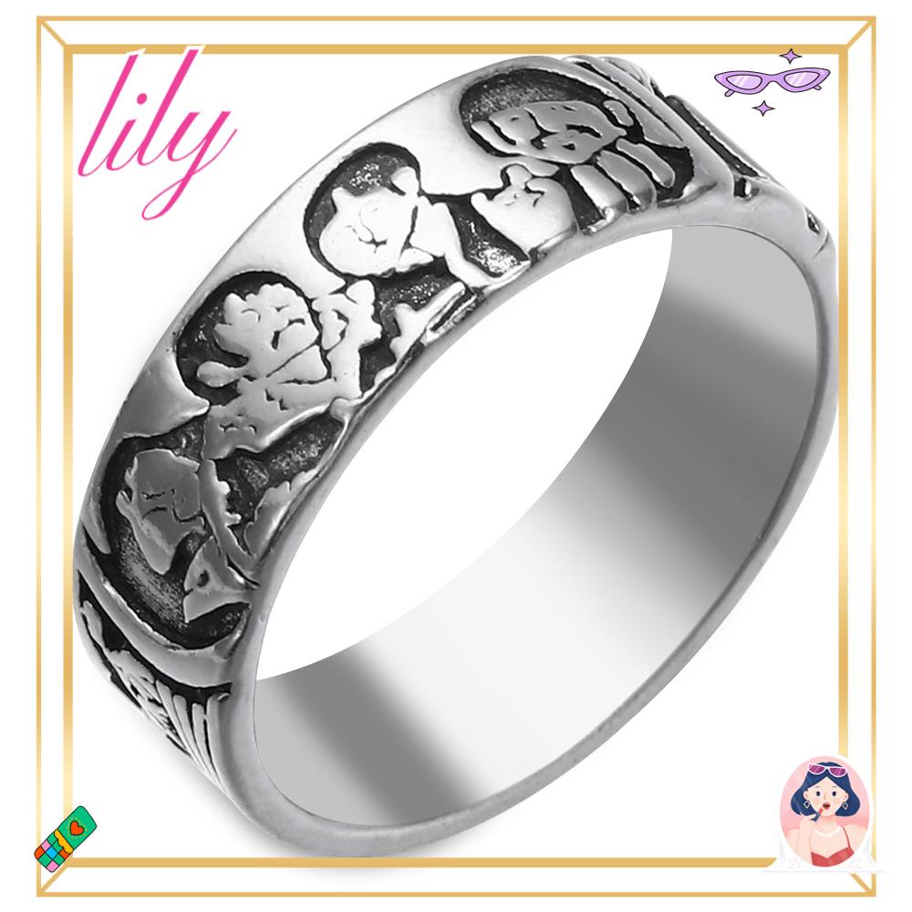 Lily Rock Band Rings Charms Vintage Aksesoris Fashion Biker Retro Hip Hop Vintage Dicat Tangan