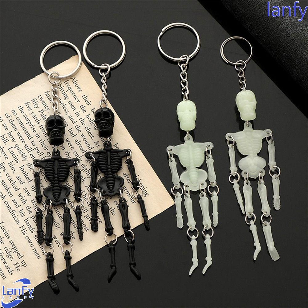 Lanfy Gantungan Kunci Tengkorak Mewah Halloween Fashion Perhiasan Korea Punk Skull Car Keychains