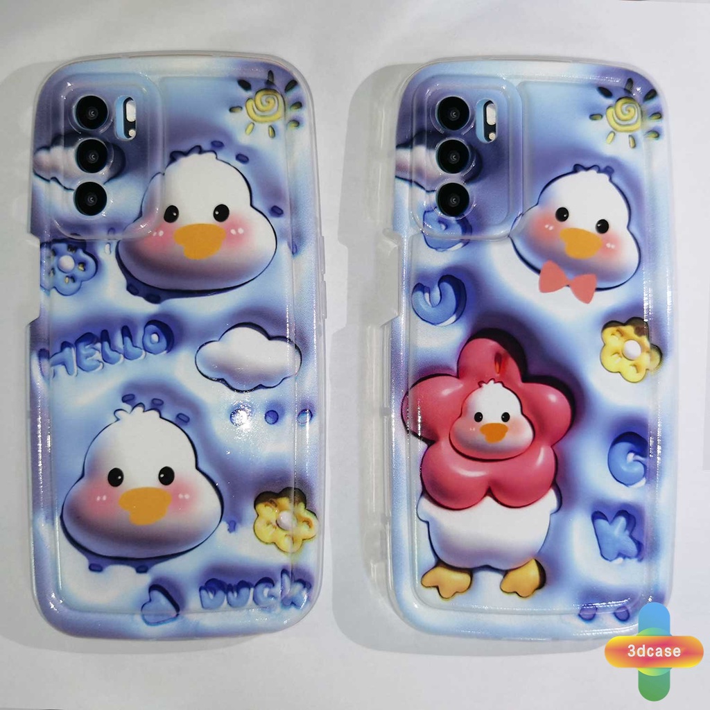 Casing OPPO A15 A54 A5S A77S A17 A17K A57 A3S A76 A96 A16 A95 A55 A7 A5 A9 A31 A53 A33 2020 A12 A12S A1K A12E A16E A16K A54S A53S A16S A77 A57S A57E A11S Reno 7 7Z 8Z 5 4 6 8 5F 5K 4F 4 5 06 Lite A74 A15S Hello Duck Camera Lens Protection Soap Case