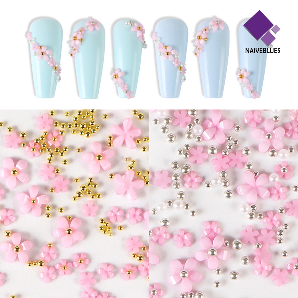 [naiveblues] 1pouch Nail Art Manik Multi Fungsi Tahan Air 3D Manicures Jewelry Bead Decor Untuk