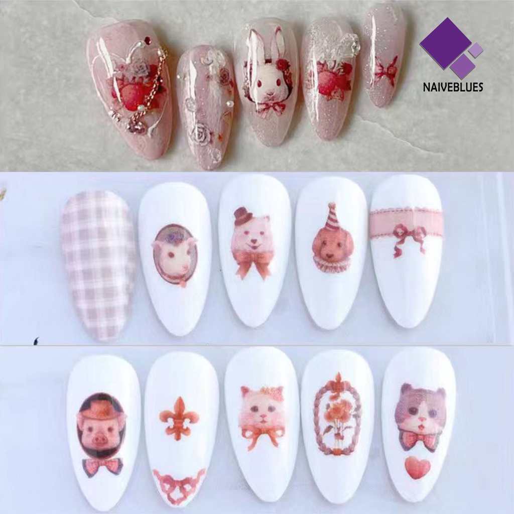 [naiveblues] Stiker Kuku Perekat Diri Tidak Luntur Tahan Jatuh Tahan Air Yang Dapat Dilepas Kuku Sangat Tipis Kembali Manicure Sticker