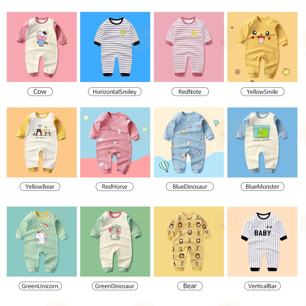 Lacoo Jumper bayi lengan panjang 0-1thn Baby jumpsuit lucu Romper Bayi import