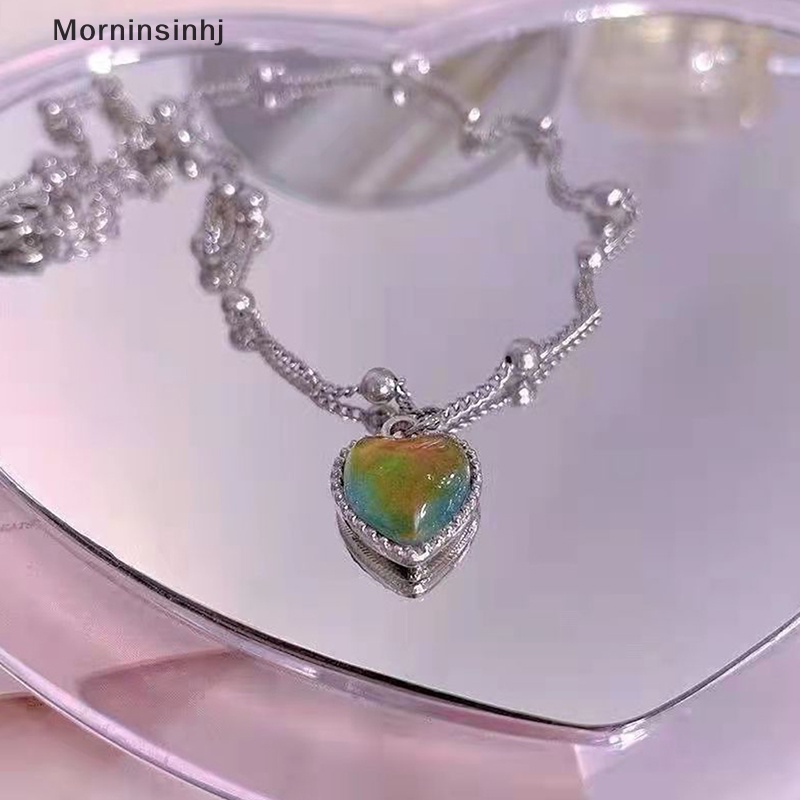 Mornin Perasaan Emosi Sensitif Perubahan Warna Cinta Liontin Kalung Manik-Manik Rantai id