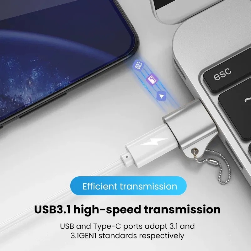 Adaptor 10GBS 240W USB Ke Tipe-C Tahan Lama Berkualitas/Konektor Transfer Data Ponsel Komputer/Kepala Sambungan Perangkat Elektronik Serbaguna