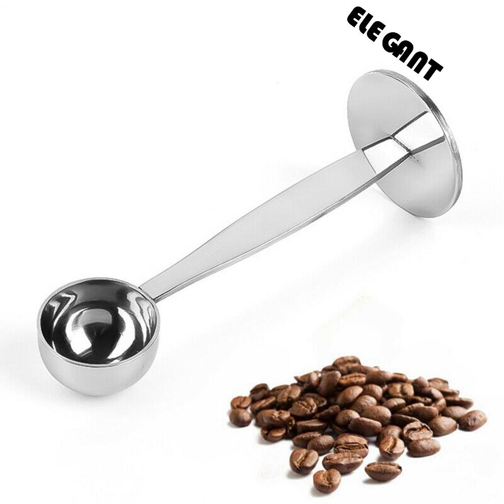 [Elegan] Sendok Takar Kopi Stainless Steel Dengan Stand Cafe Measuring Powder Press Bean Coffee Tamper