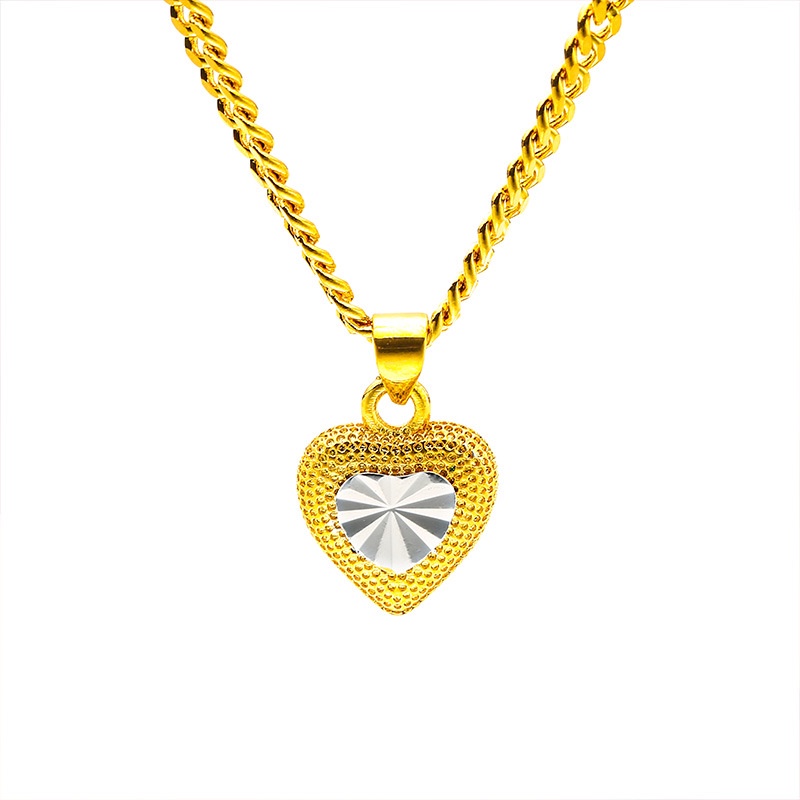 Aksesoris Perhiasan Fashion Goldkingdom Ready Stock love Kalung Lapis Perak Lapis Emas Warna Ganda.