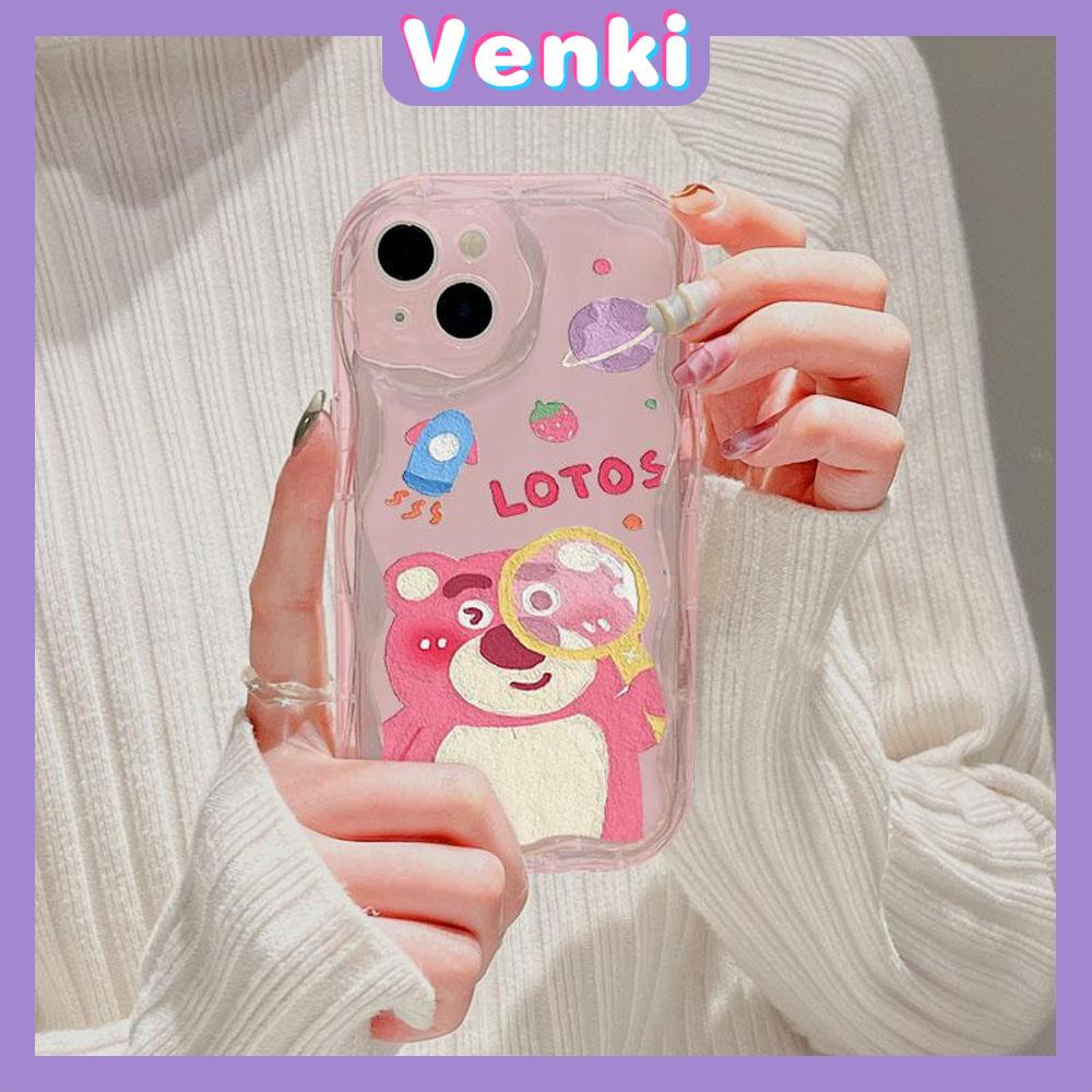 VENKI - For iPhone 11 iPhone Case 3D Curved Edge Wave Clear Case TPU Airbag Shockproof Camera Cover Cute Strawberry Bear Compatible with iPhone 14 13 Pro max 12 Pro Max xr 7 8Plus