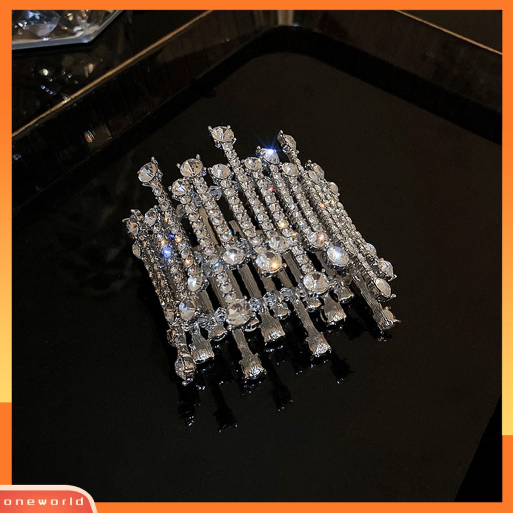 [EONE] Manik-manik Bening Tidak Teratur Dekorasi Sederhana Mewah Gelang Berlebihan Penuh Berlian Imitasi Lebar Gelang Perhiasan Aksesori