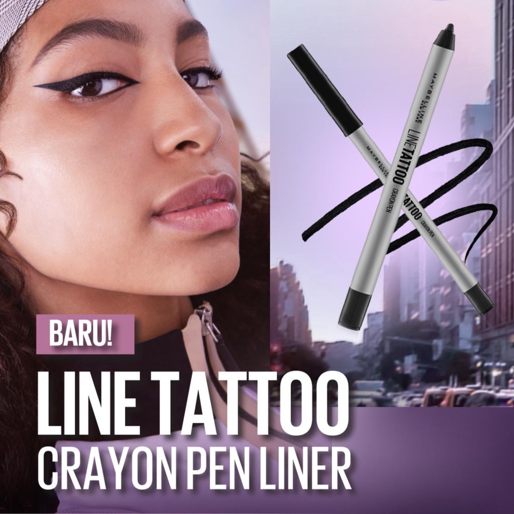 ★ BB ★ Maybelline Line Tattoo Crayon Pen Liner - Makeup Eyeliner Waterproof Tahan Air Long Lasting Black