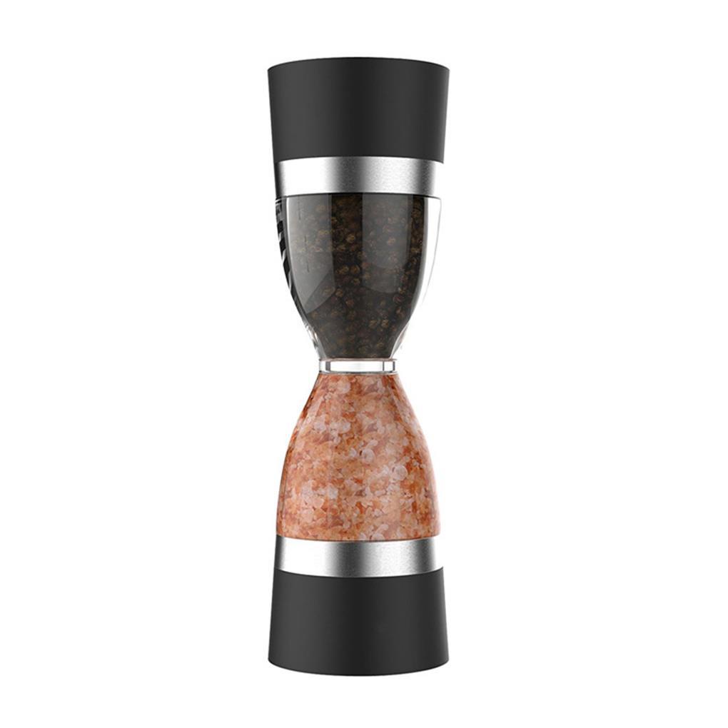 Set Penggiling Garam Dan Lada Bahan Stainless Steel 2-in-1 Seasoning Tank with Adjustable Grind Size