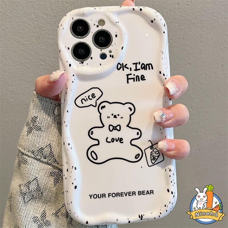 IPHONE Casing Kompatibel Untuk Iphone14 13 12 11 Pro Max X Xr Xs Max8 7 6 6s Plus SE 2020 Ins Gaya Line Kreatif Beruang Cakupan Lensa Penuh Shockproof Soft Silicone Case Cover Pelindung