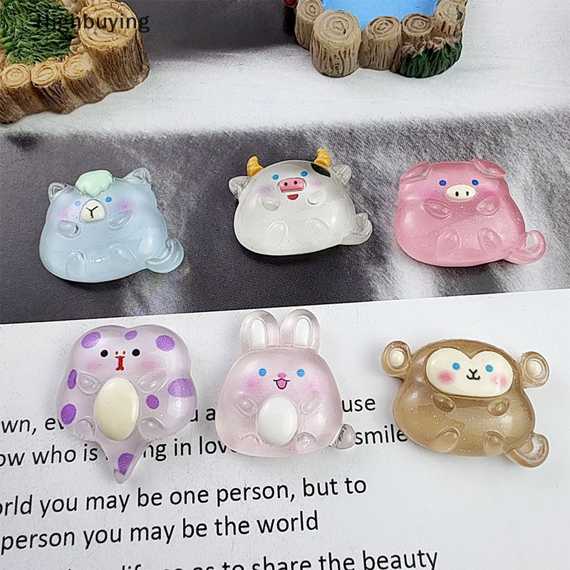 Hbid1/5pcs Resin Luminous Zodiak Mini Dekorasi Kartun Hewan DIY Bahan Craft Aksesoris Untuk Phone Case Mobil Dekorasi Rumah Glory