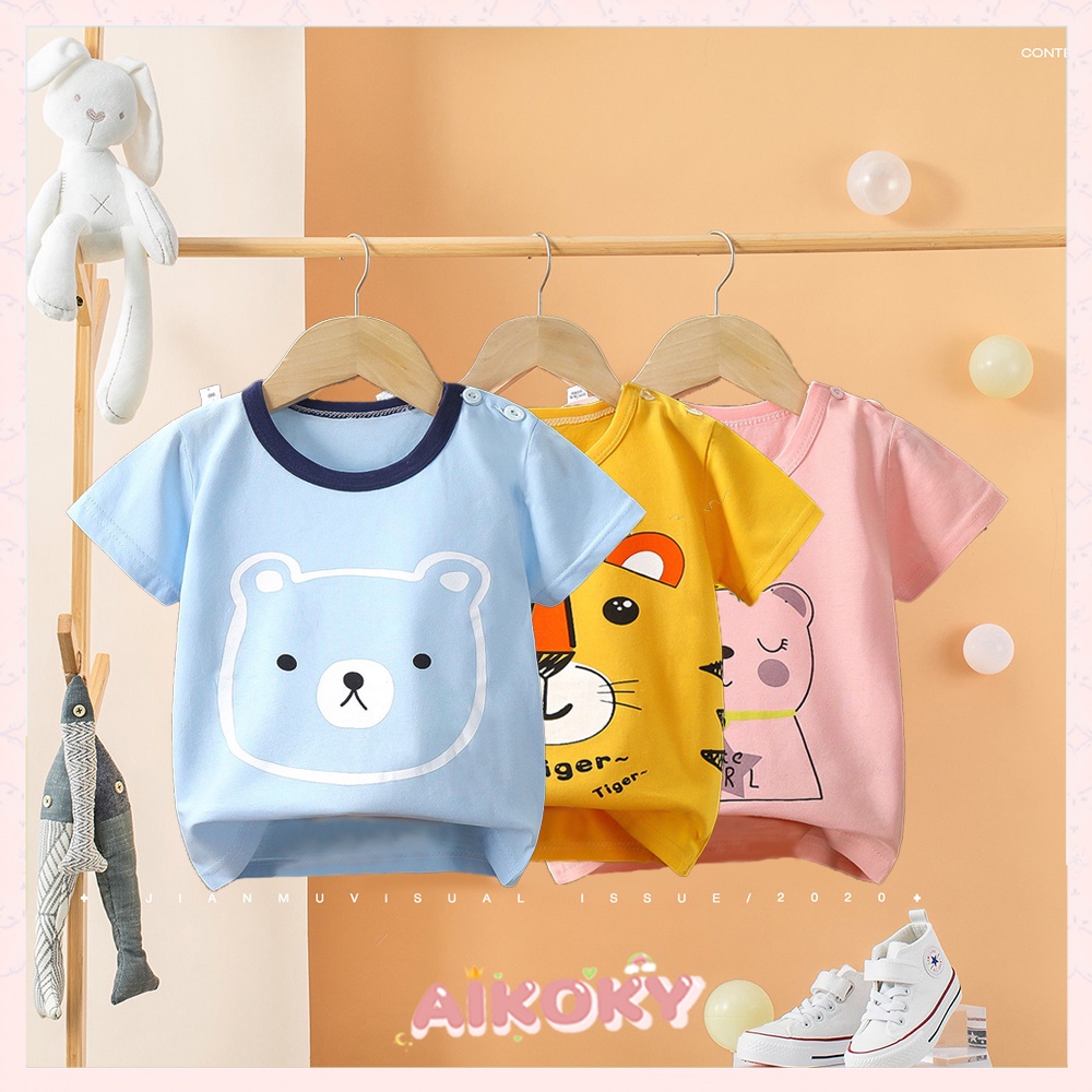 Aikoky Baju Anak Lengan Pendek Kaos Laki Laki 1-8 Tahun