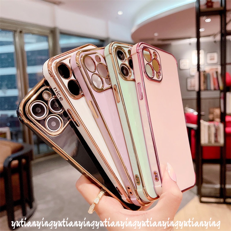 Electroplate Soft Case Untuk Redmi 10C 9T 9A 9C NFC A1 10 9 Redmi Note 9 11Pro 11 10S 10 Pro 12Pro 12 8 11S POCO X3 NFC Pro M3 Mewah Halus Plating Simple Penutup Warna Permen