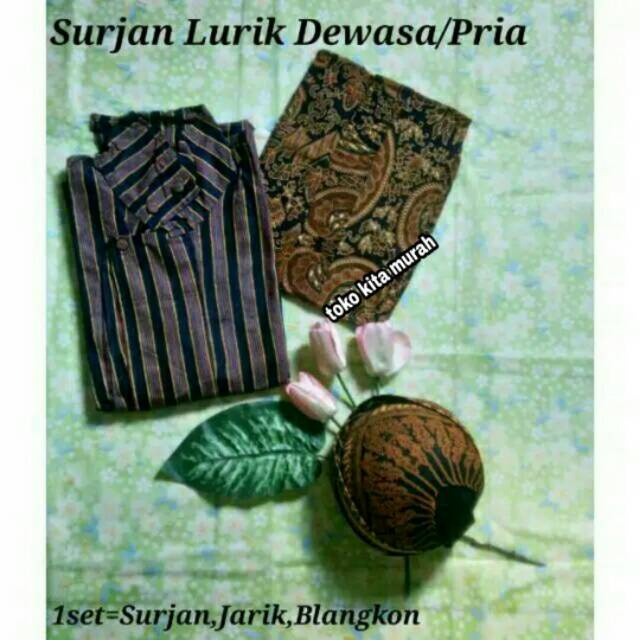 Lurik Baju surjan lurik  | Surjan lurik pria dewasa + blangkon dan jarik
