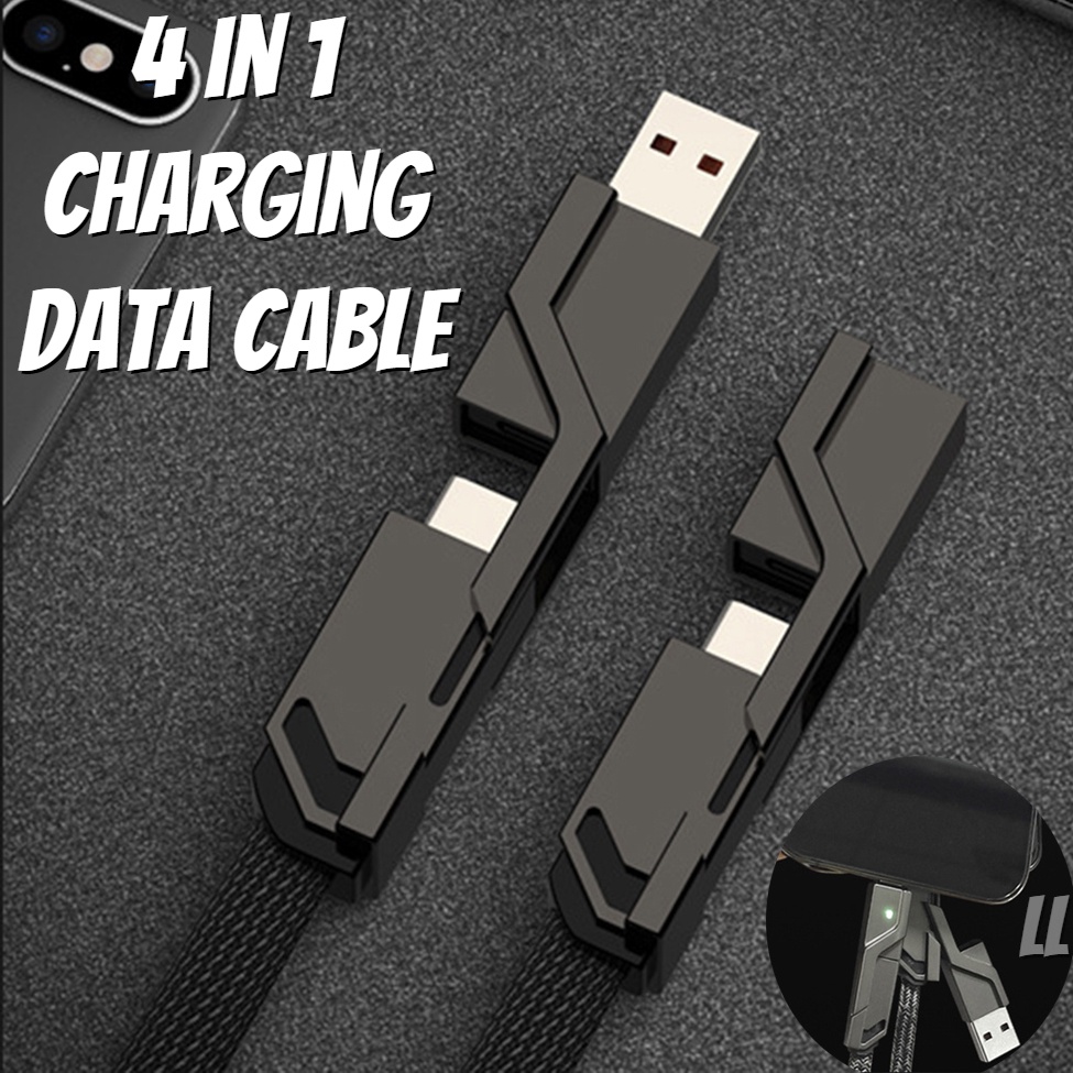 Four In One Kabel Data Fast Charging Cocok Untuk IPhone Type-C Android Huawei PD Portable Universal Charging Cable