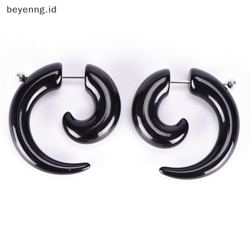 Beyen Gothic Wanita Pria Punk Hitam Akrilik Siput Stud Earrings Perhiasan Telinga ID