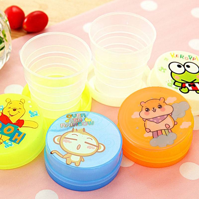Gelas Lipat Kartun Anak Minum Air Teh Cangkir Plastik Lipat Gelas Portabel Ditarik Teleskopik Collapsible Cups Compression Cups Untuk Olahraga Outdoor Travel