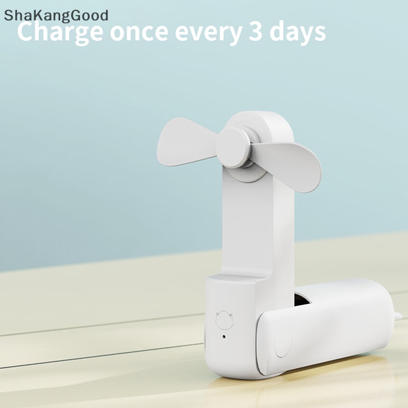 Kipas Angin Portable Selip Kipas Genggam Mini USB 2000mAh Recharge Hand Held Kipas Saku Kecil Dengan Fitur Senter SKK