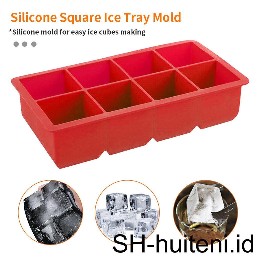 Ice Cube Maker Nampan Pembuat Cetakan Es Blok Silikon 8-grid Untuk Bar Anggur Merah