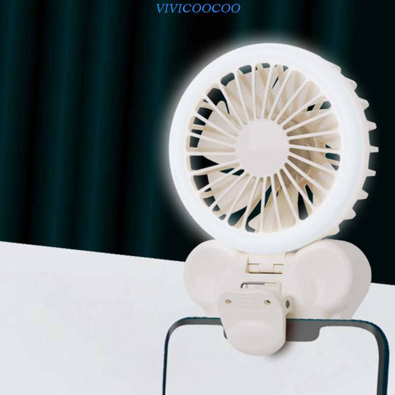 Vivi 3kecepatan USB Rechargeable Desktop Clip Fan Light Desktop Handheld Kipas Kecil Cahaya Live Night Light Multi-Fungsi Fa