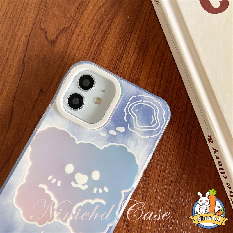 IPHONE Casing Kompatibel Untuk Iphone14 13 12 11 Pro Max X Xr Xs Max8 7 Plus SE 2020 Kartun Beruang Gradien Laser Ponsel Case Kreatif Bening Silikon Lembut Shockproof Bumper Protection Case