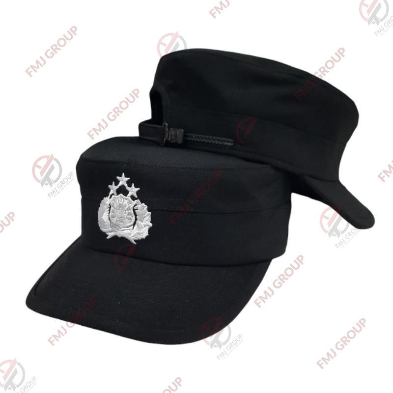 Topi Komando Bintara Hitam Twis Halus / Topi Bintara