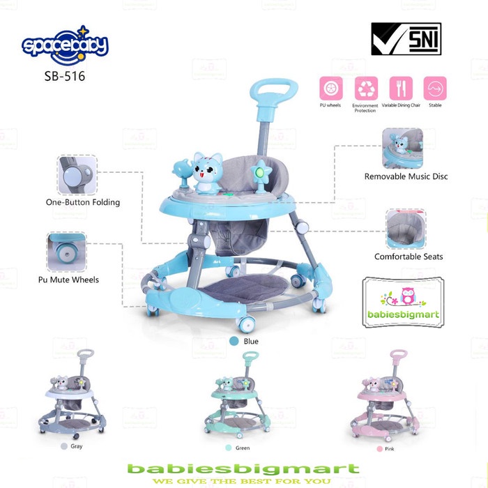 Baby Walker Spacebaby Space Baby SB 516 Musik Alas Tongkat Dorong Murah