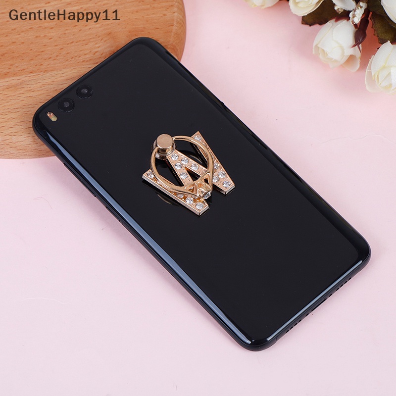 Gentlehappy Berlian Logam Huruf Jari Cincin smartphone stand holder Handphone holder id