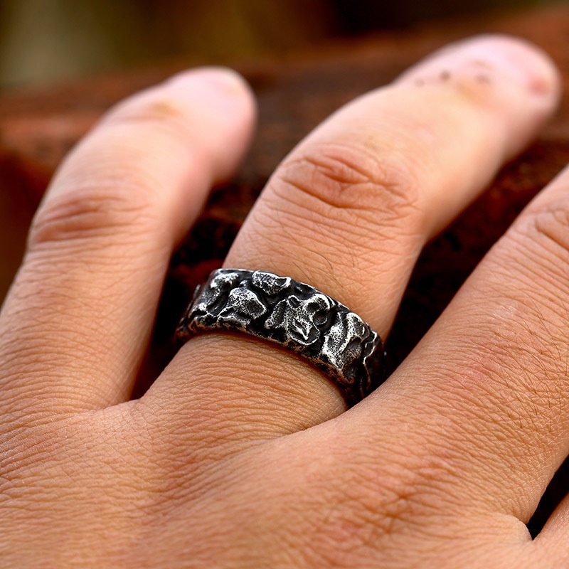 Vintage Perak Viking Huruf Titanium Steel Jari Cincin Untuk Pria Punk Ring Fashion Perhiasan