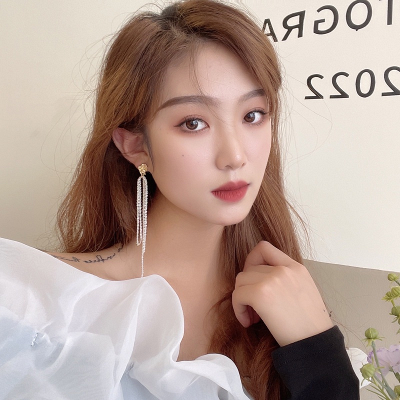 S925 Perak Jarum Sederhana Panjang Su Anting-Anting Masih Kepribadian Tidak Teratur Geometris Anting-Anting Niche Desain Baru Pasang Anting-Anting