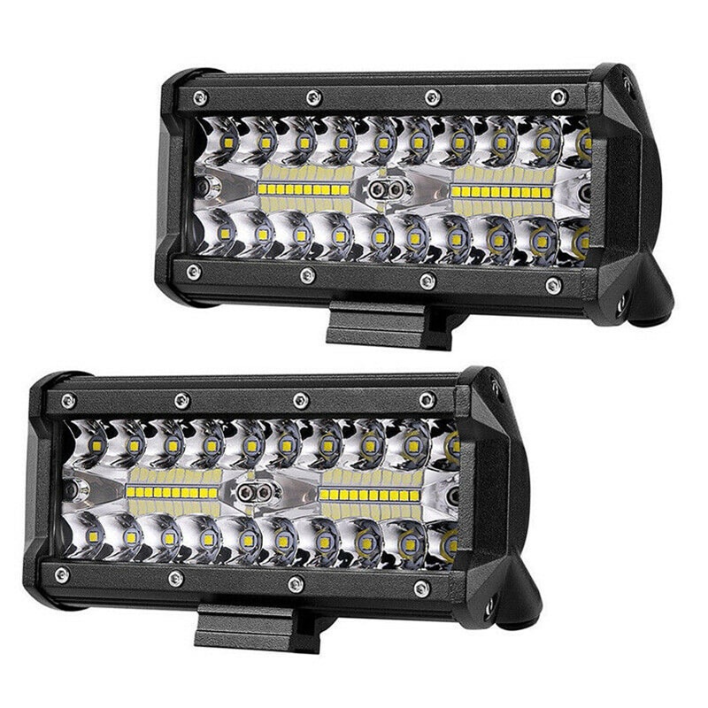 2Pcs 7 Inch   Sorot LED Spot Lightbar Mobil Truck ATV SUV 4WD 12V-24V 120W 40LED Bar Light 3 Rows Work Light Combo Beam