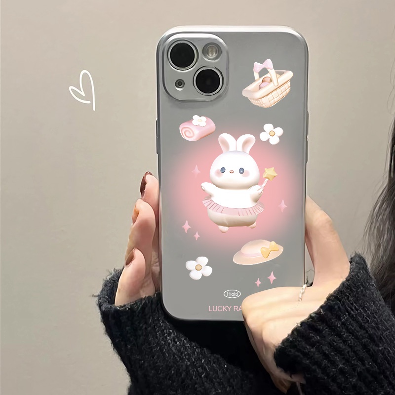 IPHONE Electroplate Soft Phone Case Kompatibel Untuk Iphone14 13 12 Pro Max 11 XS XR X8+76S Plus Mini Kelinci Lucu Casing TPU Silikon Shockproof Cover