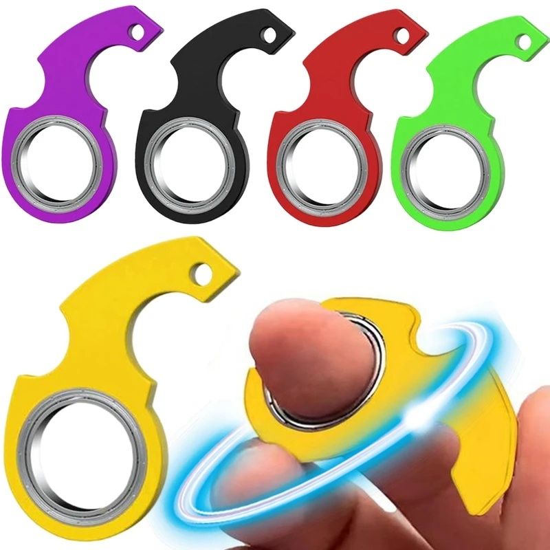 [Unggulan] Logam Bercahaya Rotasi Ujung Jari Gantungan Kunci Penghilang Stress Spinners Finger Keyring Glow In Dark Pereda Bosan Fidget Toys Hand Toy Dewasa Anak Masa Kini