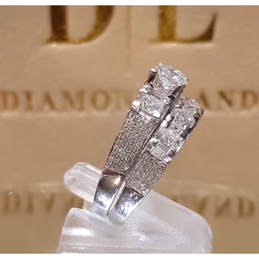 Goldkingdom Fashion Perhiasan Aksesoris Ready Stock Berlian Penuh Delapan Hati Delapan Panah Set Cincin Kreatif Perjamuan Pernikahan Pertunangan Cincin Ring