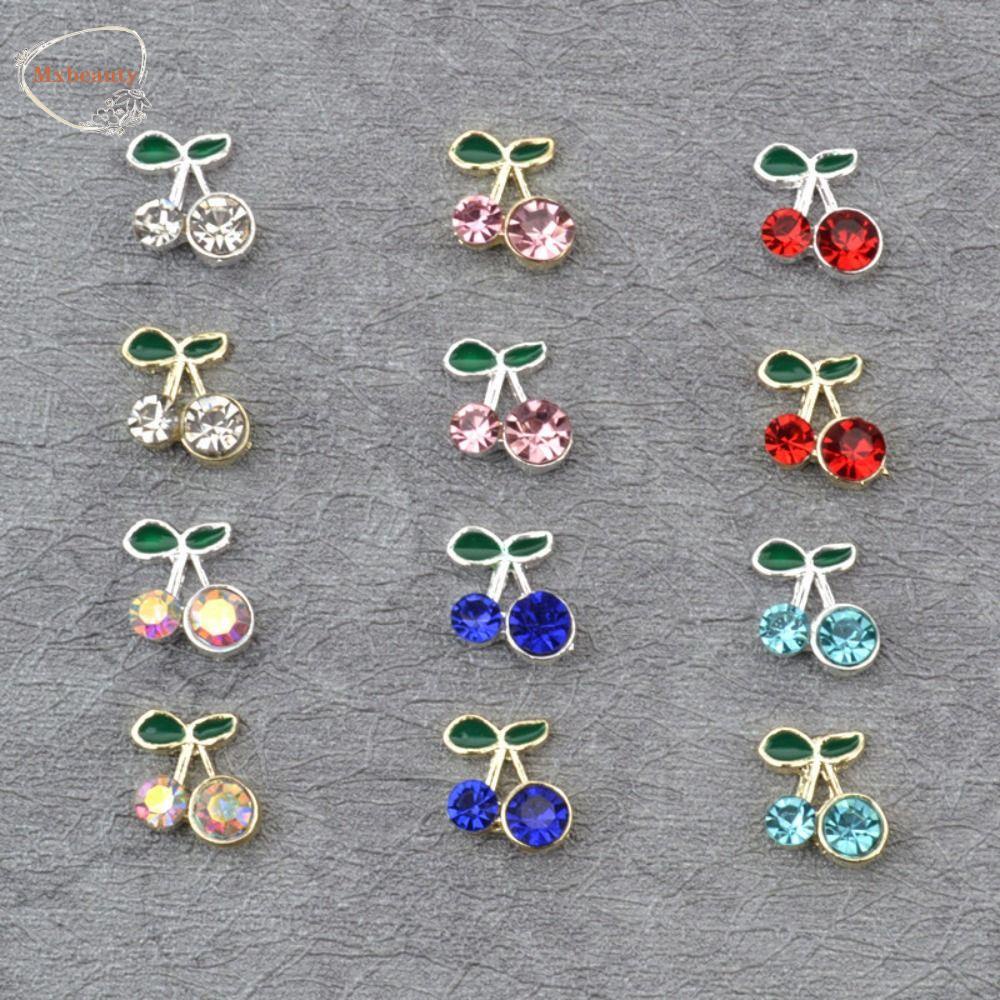 Mxbeauty Hiasan Nail Art Lucu 10pcs Cherry Warna-Warni Gaya Jepang Korea Alloy Zircon Aksesoris Kuku