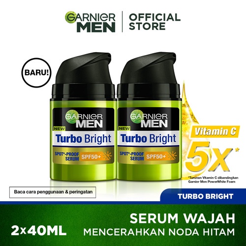 (PAKET HEMAT ISI 2) Garnier Men Turbo Bright Spot-proof Serum SPF50+ 40ml Skincare (Serum Wajah Pria