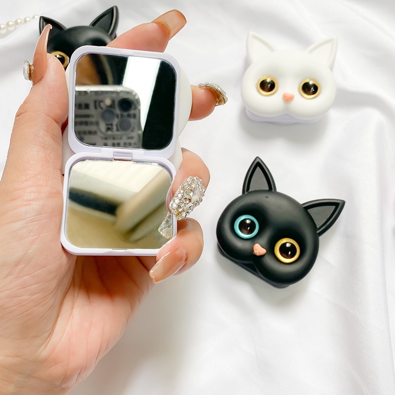 Ins 3D Cute Cat Phone Air Cushion Holder Dengan Cermin Stand Handphone Kartun Portabel