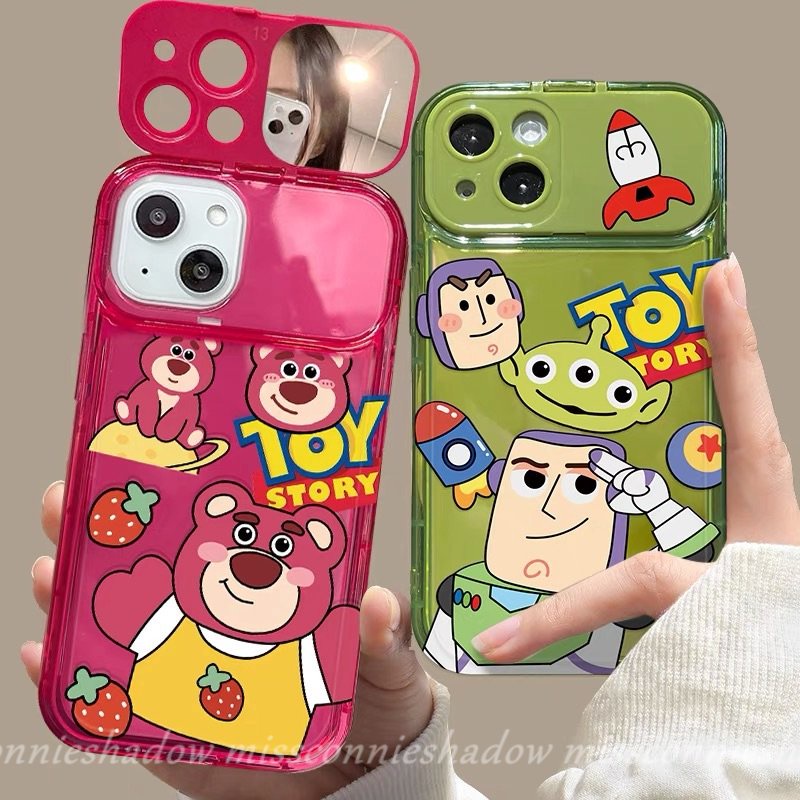 Casing Ponsel Kartun Toy Story Buzz Lightyear Untuk Oppo A57 A12 A15 A7 A3s A53 A9 A5 A77 A5s A31 A77S A11K A15s A33 2020 A35 Cute Strawberry Bear Manyo Flip Make Up Cermin Soft Case