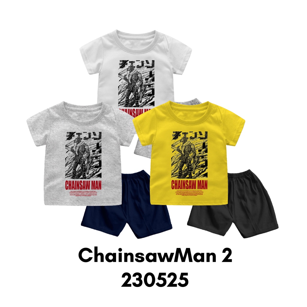 Baju Setelan Bayi &amp; Anak Anime ChainsawMan Series Usia 6 Bulan Sampai 8 Tahun Bahan Katun 30s Premium