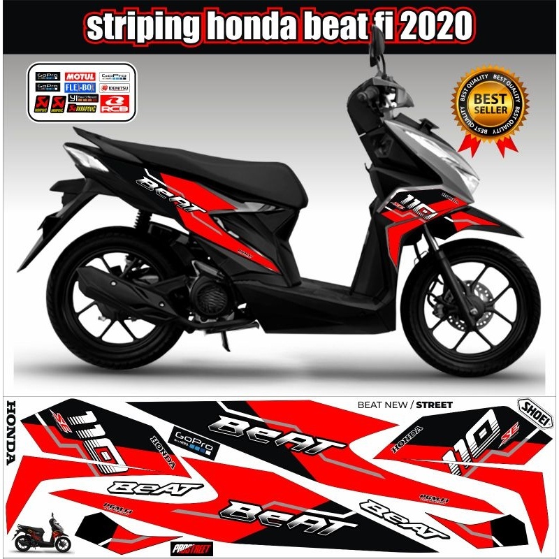 Stiker Striping Honda Beat Deluxe 2020 / Stiker motor Beat 110 Fi,Beat Street Tahun 2020-2023 Skotlet Variasi Grafis