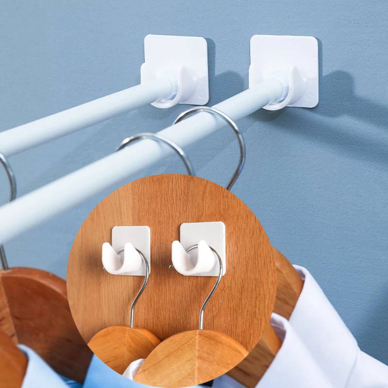 Shower Rod Mount Ketegangan Batang Gorden Holder Toilet Rumah Kamar Mandi Aksesoris 2Pcs/Set Batang Gorden Kuat Bracket Holders Hooks Self-adhesive Rod Holder Clothes Rail Bracket