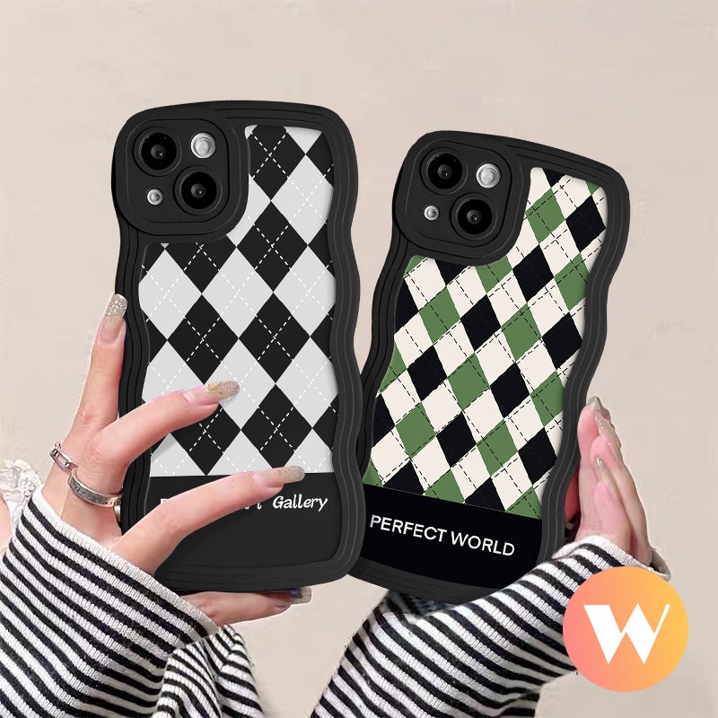 Casing Kisi Berlian Motif Kotak-Kotak Untuk Redmi Note11 10s 9s 8 11s 10 9 Pro Redmi 9A 10C 9a1 12C A1+9C 10A 9T 10mi 11T Pro POCO X3 NFC Pro M3 Wavy Edge Soft Cover