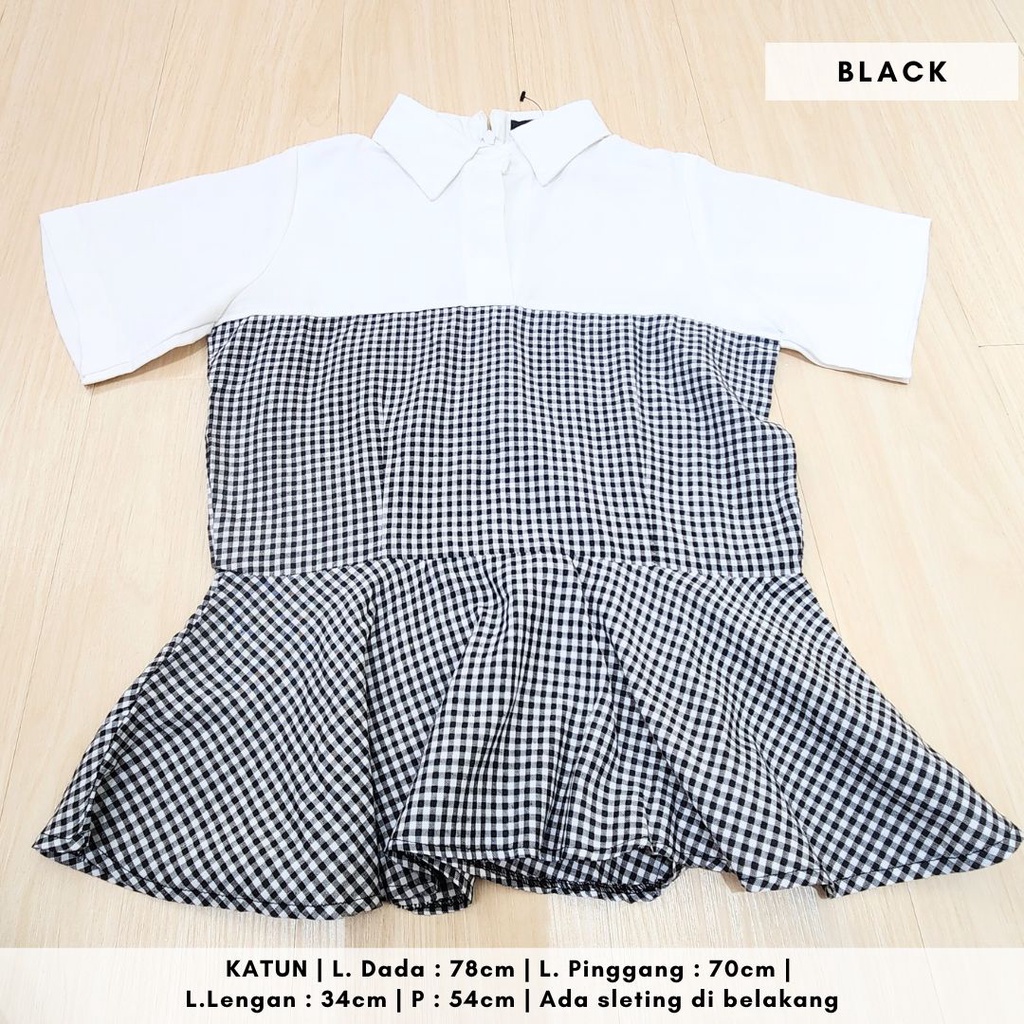 4821 gingham plaid peplum blouse