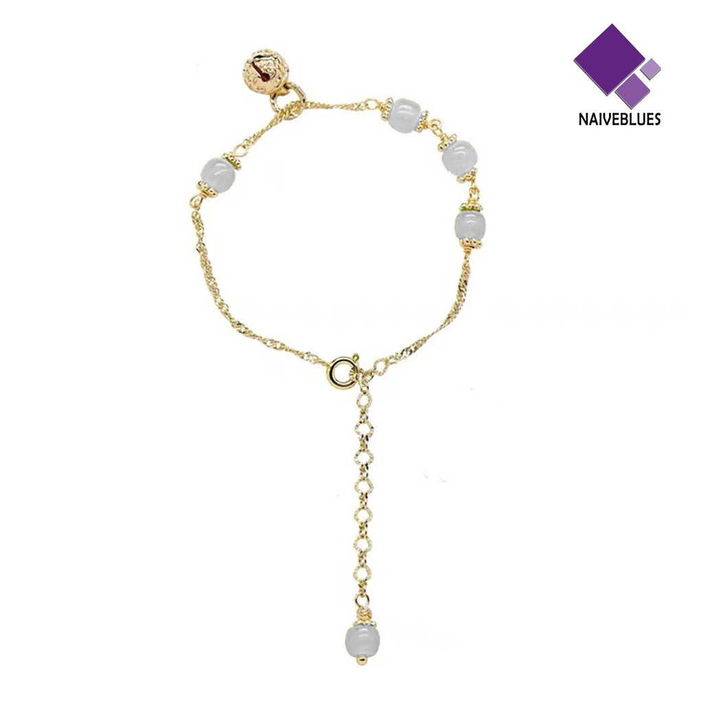 &lt; Naiveblues &gt; Beads Bracelet Dekorasi Tahan Karat Liontin Beruntung Wanita Pria Gelang Romantis Untuk