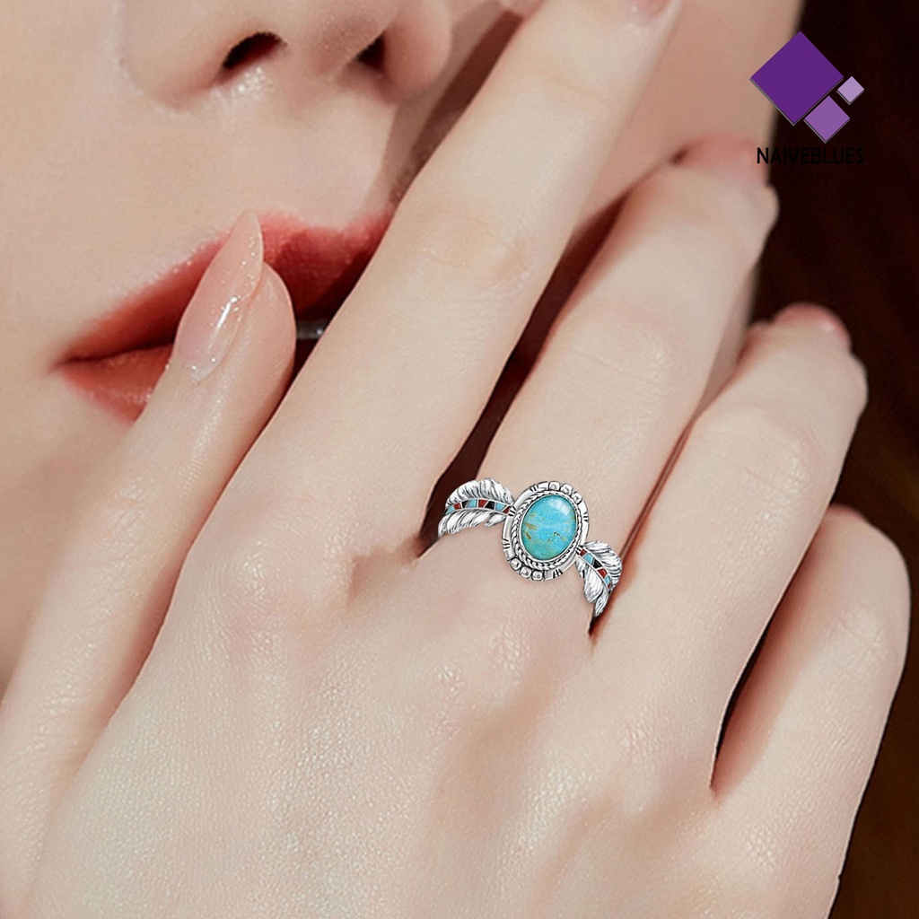 &lt; Naiveblues &gt; Gaya Etnik Pernyataan Sederhana Vintage Cincin Wanita Turquoise Eagle Ring Jewelry